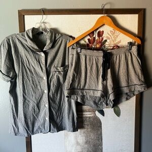 J.Crew Gray Button-Up Pajama Set